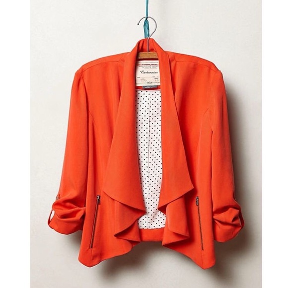 Anthropologie Jackets & Blazers - Anthropologie Coral Open Draped  Blazer Jacket